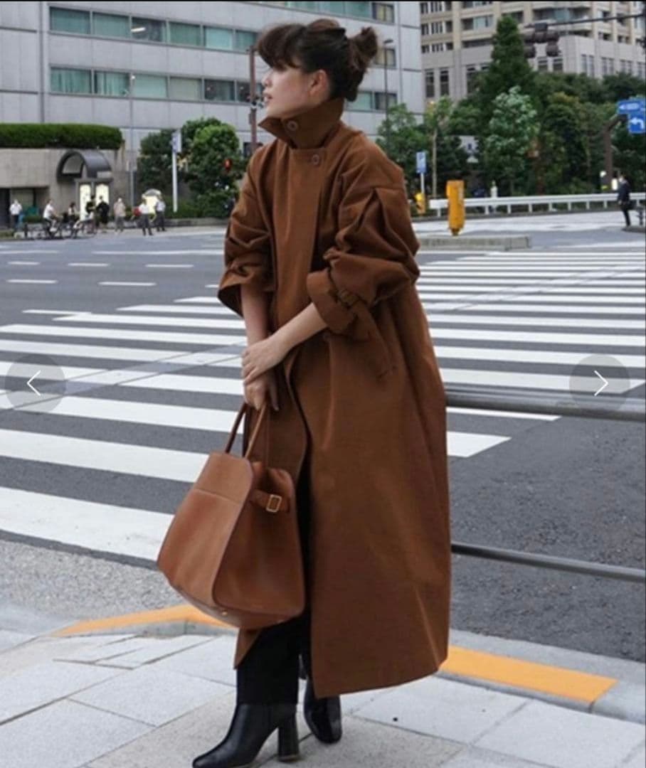 etre tokyoヘリンボーンオーバーサイズコート ブラウン M - メルカリ