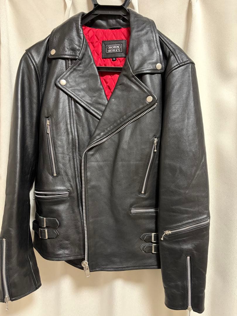 HORN WORKS ダブルライダースジャケット 3L ブラック Horn Works 本革 ダブルライダースジャケット メンズ ホーンワークス