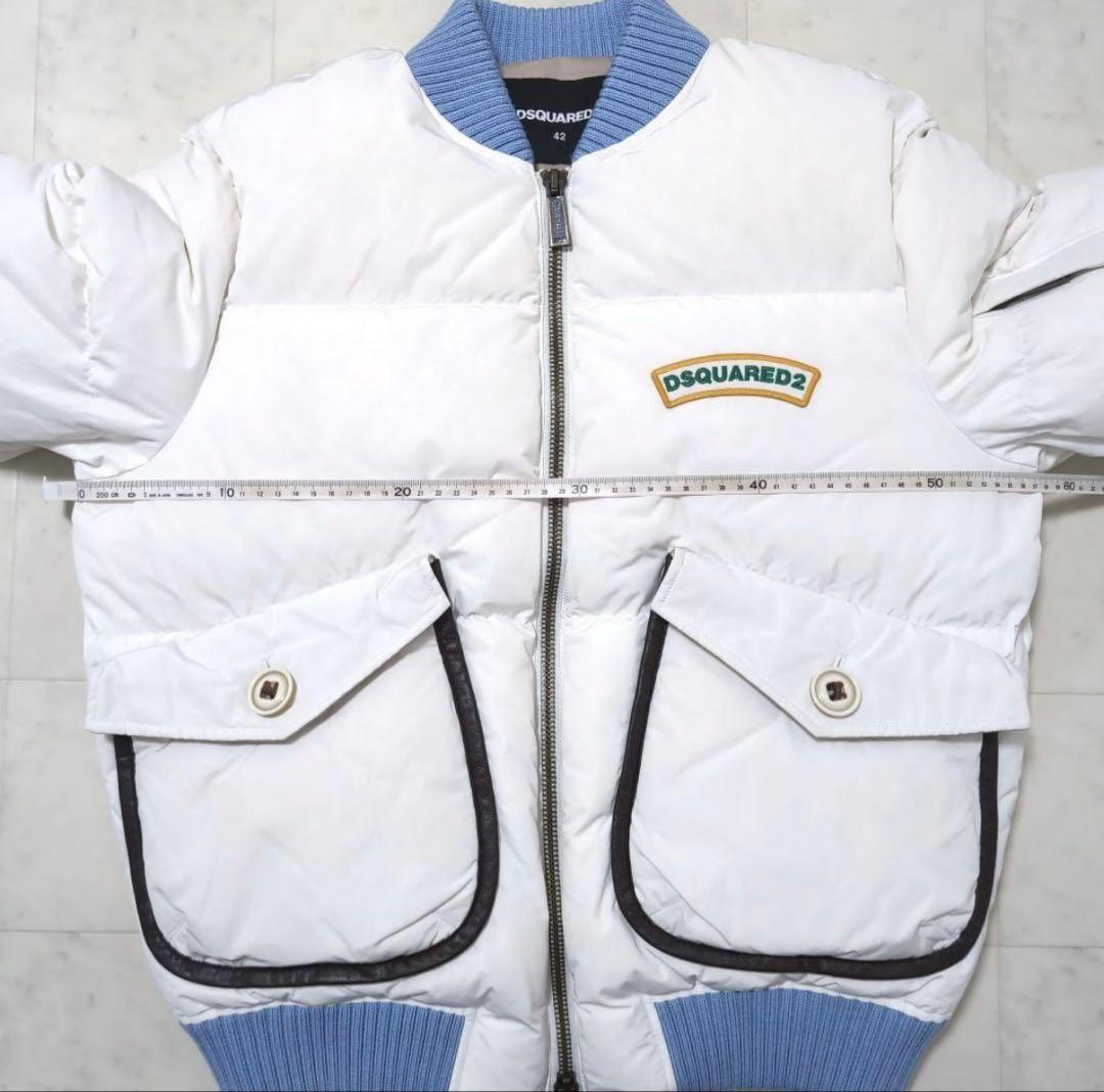 美品 2023AW DSQUARED2 MA-1 ホワイトダウンジャケット - メルカリ