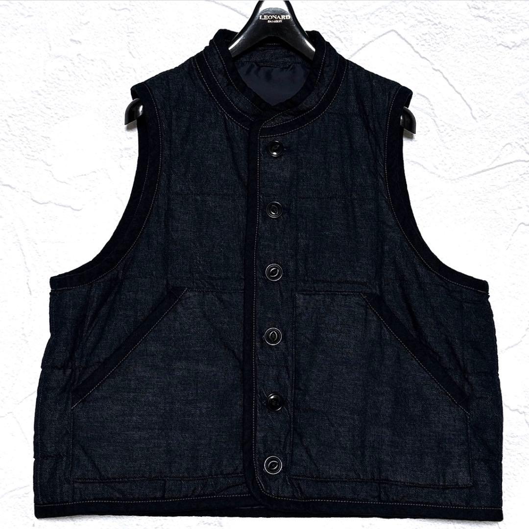 美品✨45R 45プチデニム×厚ナイロンの908キルトベスト リバーシブル