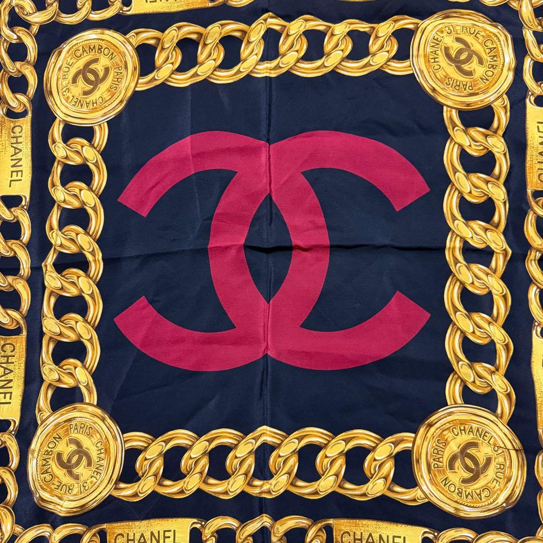 美品✨シャネル シルク ヴィンテージ ココマーク 大判スカーフ