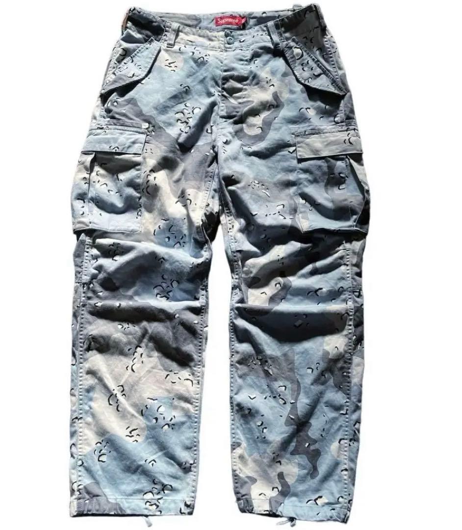 supreme カーゴパンツ 32インチ チョコチップカモ 迷彩 ブルー - メルカリ