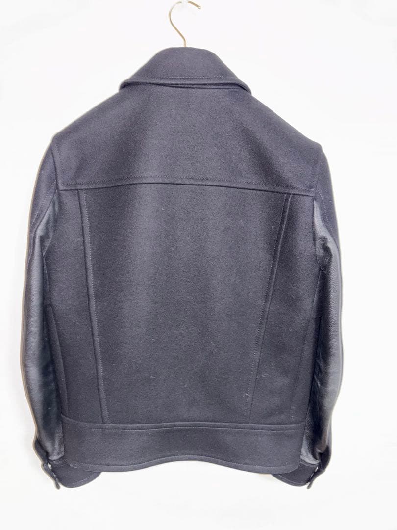 グッチ GUCCI メルトン ウール 袖レザー 切替 ミリタリー ジャケット