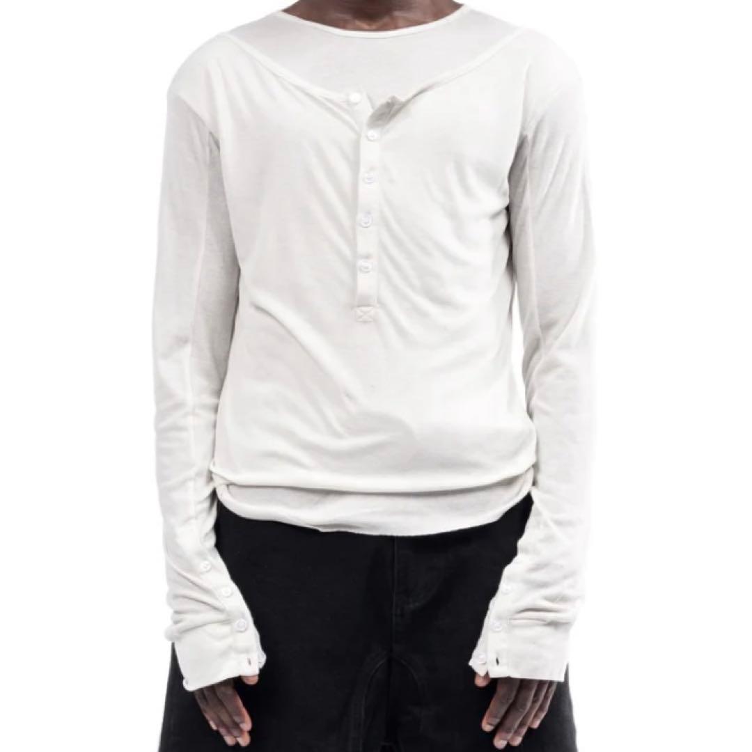 【NO/FAITH STUDIOS】LAYERED SHIRT WHITE DOUBLE-LAYERED BUTTON ORGANIC COTTON SHIRT WHITE – NO/FAITH STUDIOS