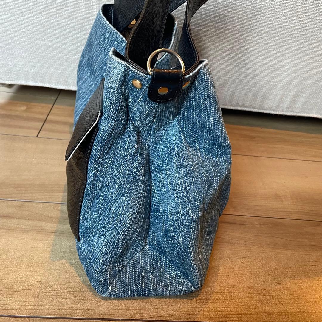 極美品 アタオ エルヴィ ハンドバッグ ショルダーバッグ デニム - メルカリ