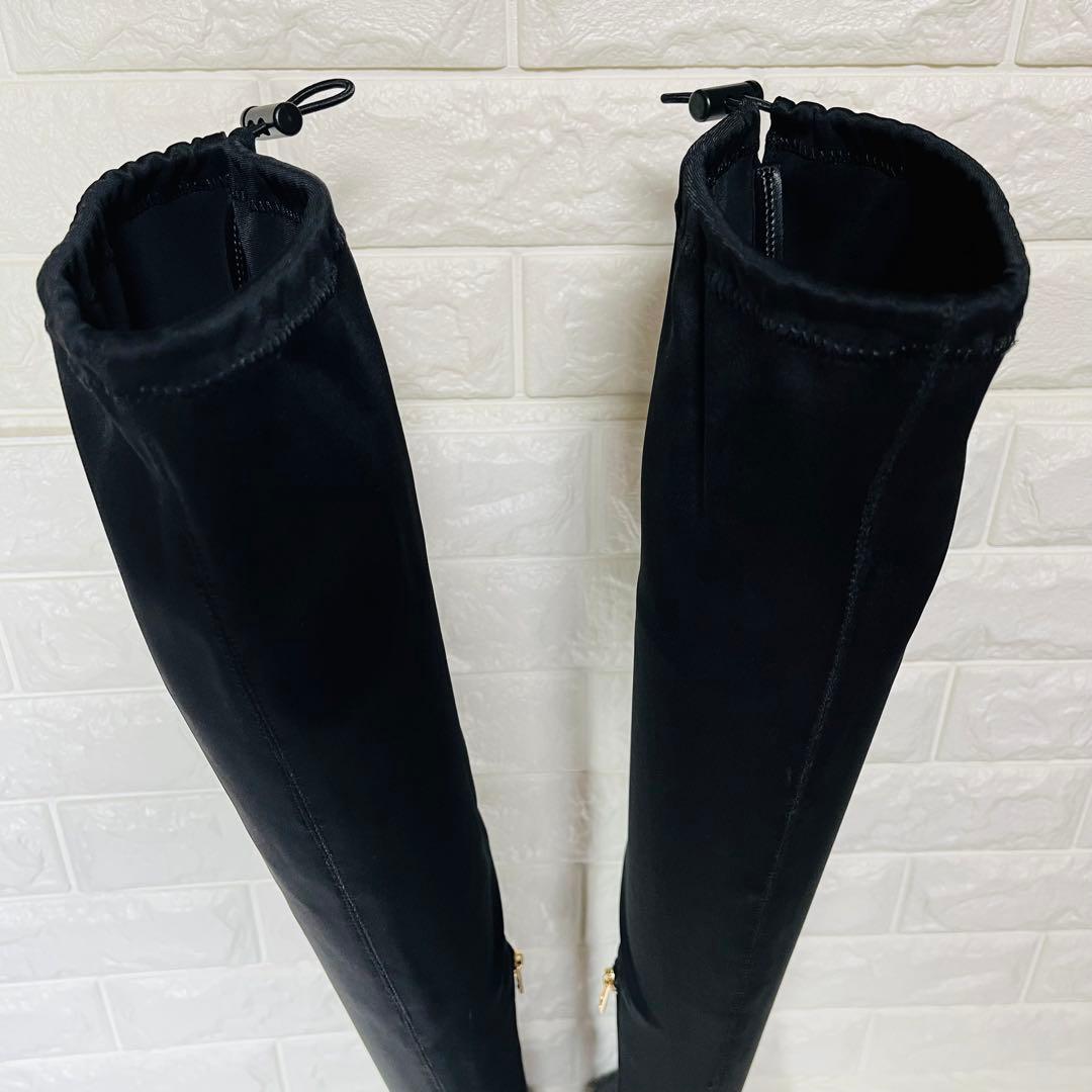 極美品】YELLO 厚底ストレッチニーハイ ブーツS黒サイドジップ Y2K