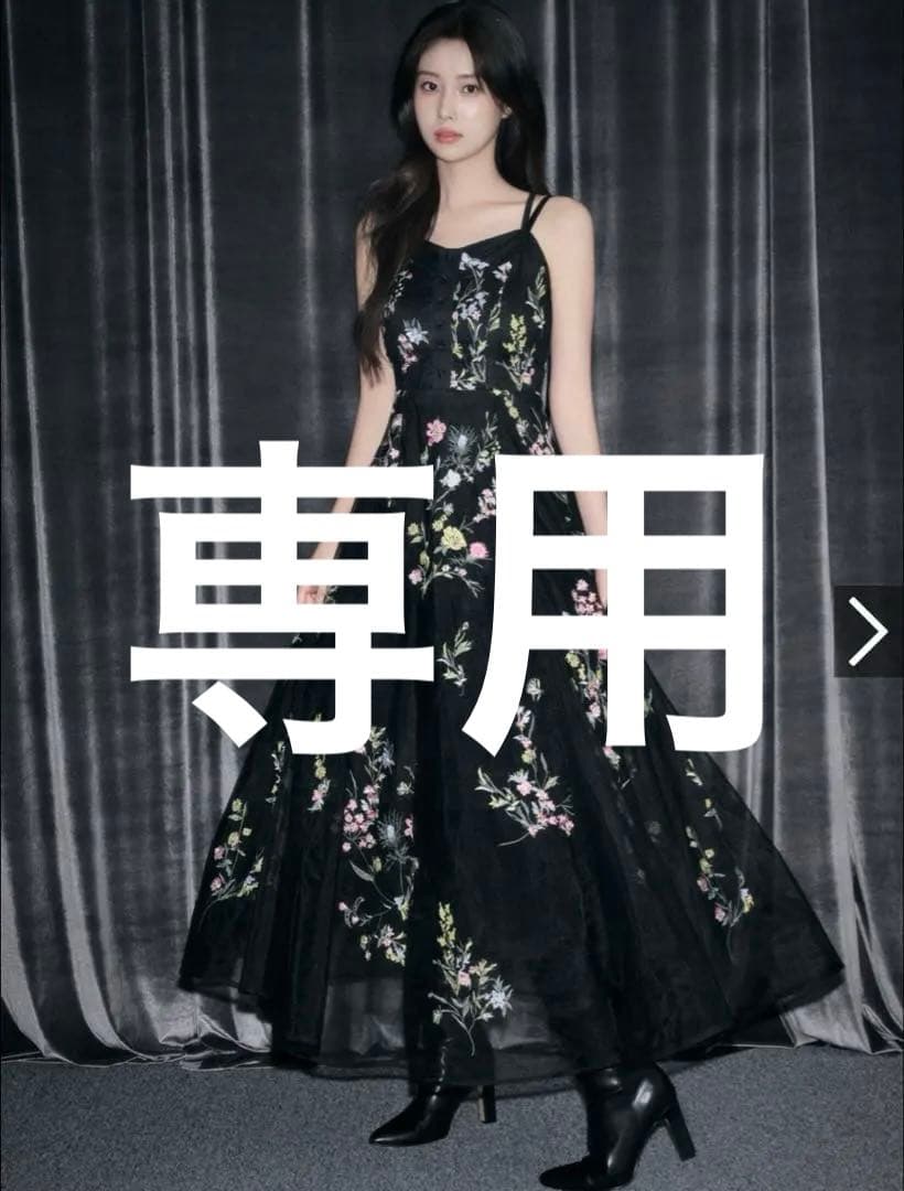 snidel エンブロイダリーチュールドレス【カンヘウォン着用】BKサイズS snidel エンブロイダリーチュールドレス【カンヘウォン着用】BKサイズS