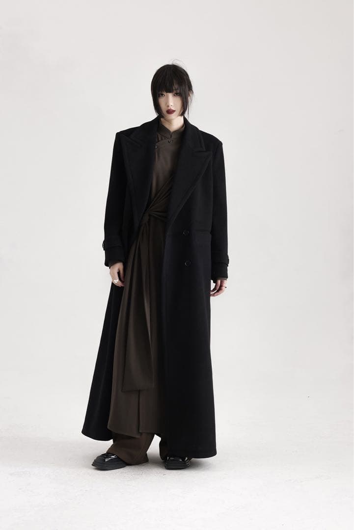 APOZI Collection ダブルスーパーロングコート ブラック - メルカリ