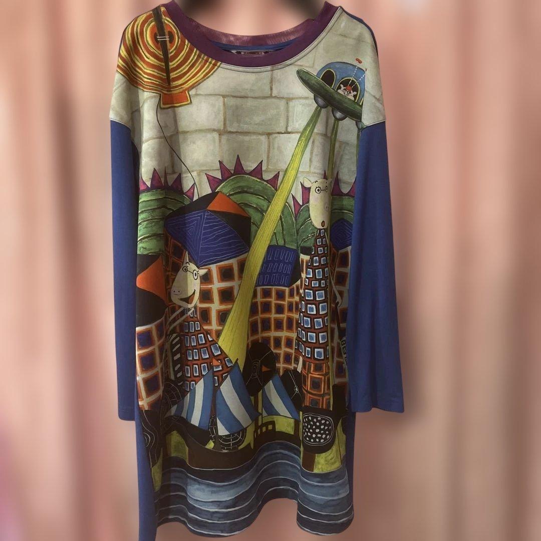 OLLEBOREBLAアルベロベロ長袖プリントチュニックカットソー OLLEBOREBLA（オレボレブラ） 美品 アルベロベロ ぶたさん プリント