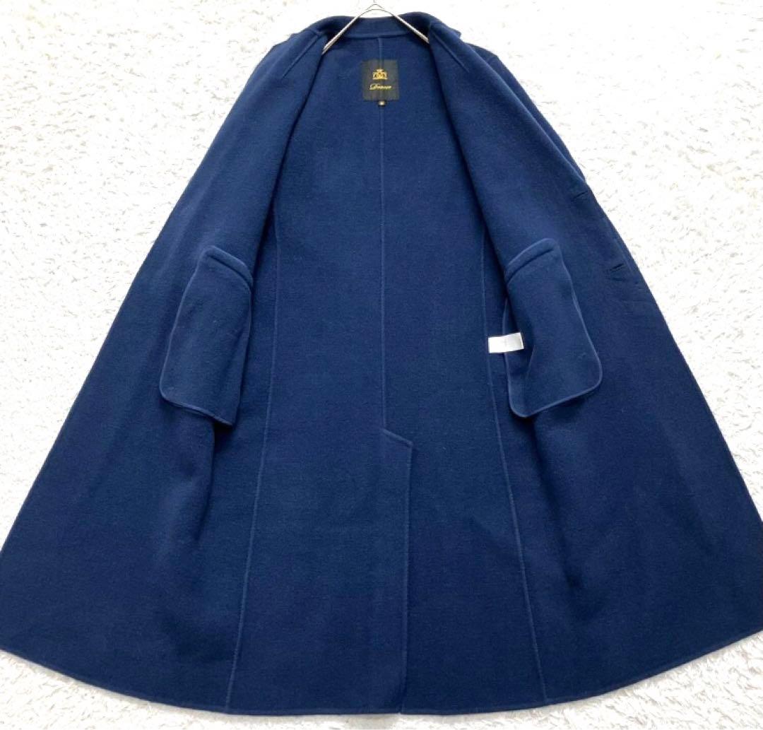 美品 定価16万程 drawer リバーコート ダブルフェイス シルク ロング丈