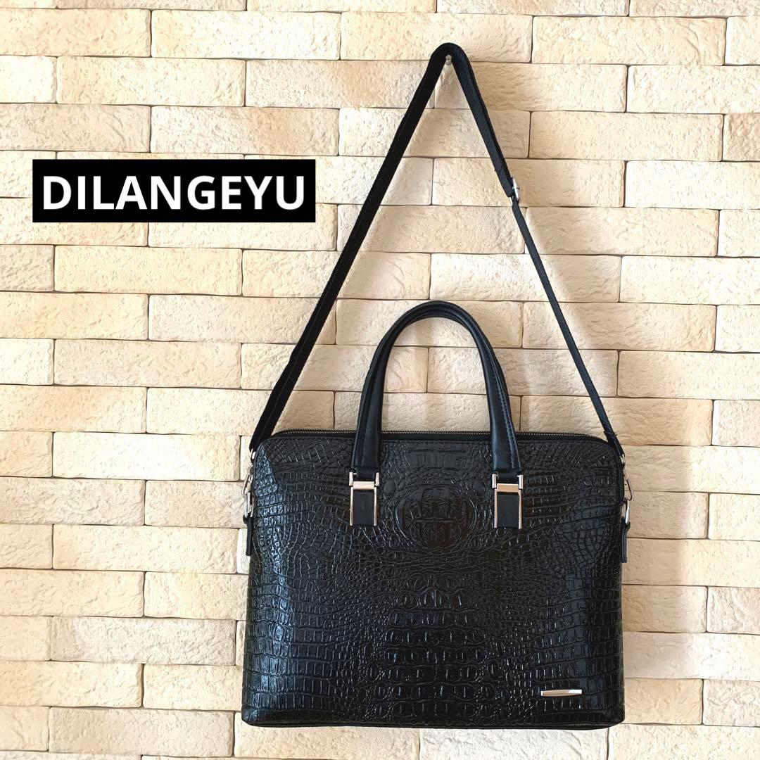 DILANGEYU ビジネスバッグ 2way クロコ型押し本革 A4可 - メルカリ