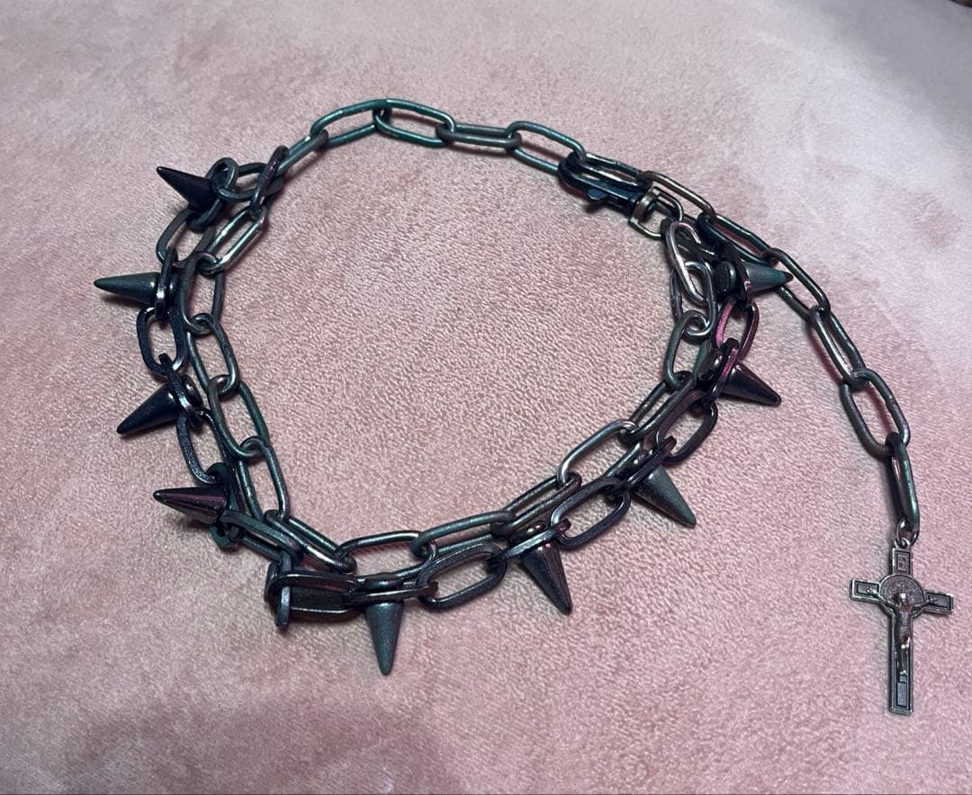一点物 ジャンポールゴルチエハードスタッズチョーカーネックレスy2kヴィンテージ 一点物！】ジャンポールゴルチエ 磔刑 コレクションサンプル