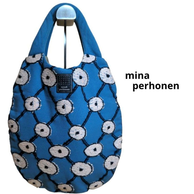ミナペルホネン 日本製 トートバッグ エッグバッグ ハンドバッグ 青