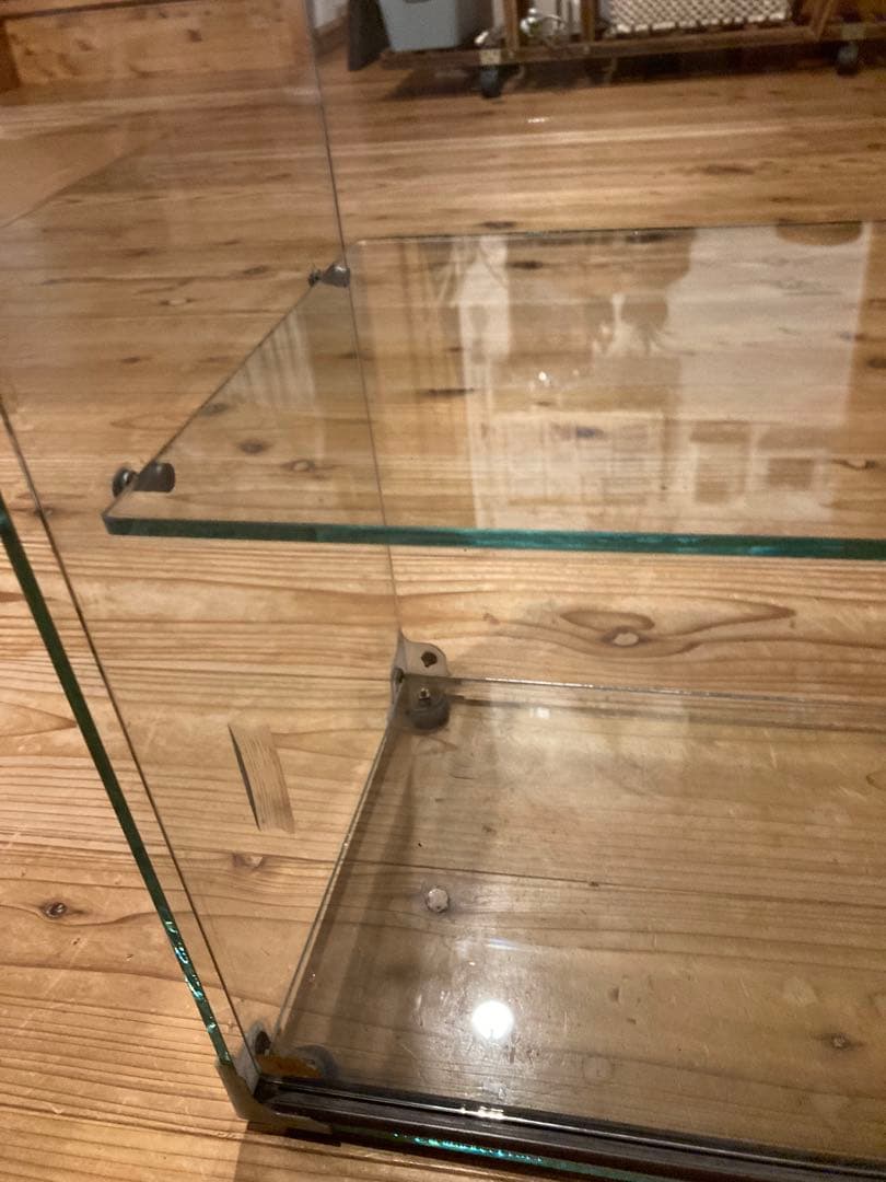 昭和レトロガラスショーケース中棚1段やまさ製茶背面引戸