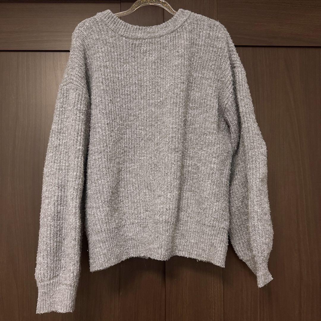 本日限定価格！リボン付きグレー長袖ニットセーター レディース - メルカリ