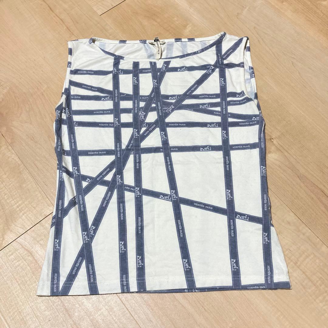 エルメス マルジェラ期 ボルデュックリボン柄 ノースリーブ カットソー