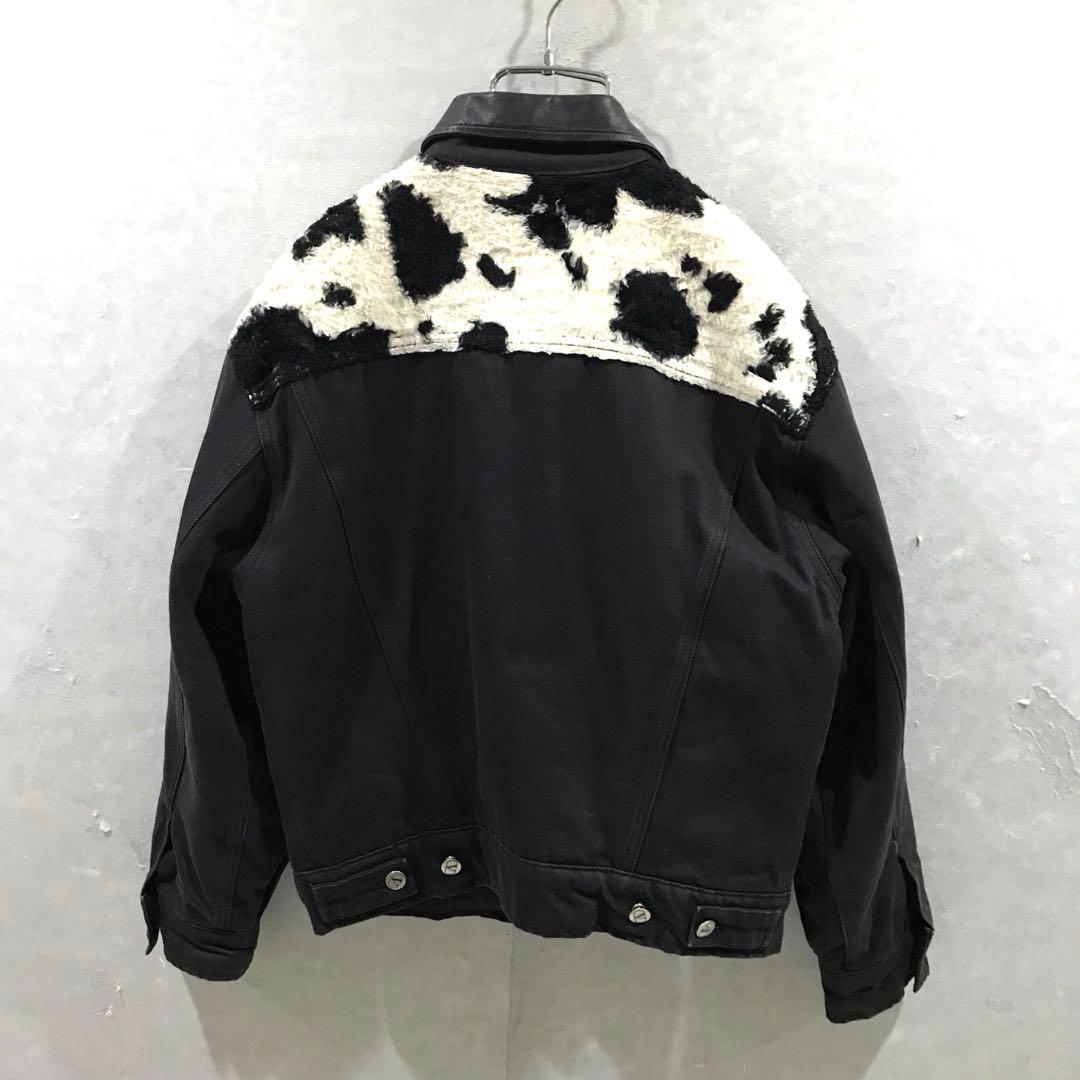Valentino カウ柄 ファー レザー デニムジャケット 短丈 黒 34 - メルカリ