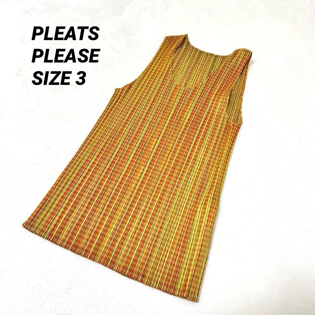 極美品✨PLEATS PLEASE チュニック　チェック　ノースリーブ　Lサイズ 4531570167801an_3?$VS_1500$