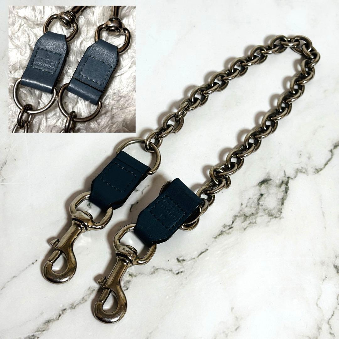 グッチ ウォレットチェーン シルバー レザー 財布 刻印ロゴ フック メンズ ステンレス ウォレットチェーン シルバー メンズ 財布 ロープチェーン