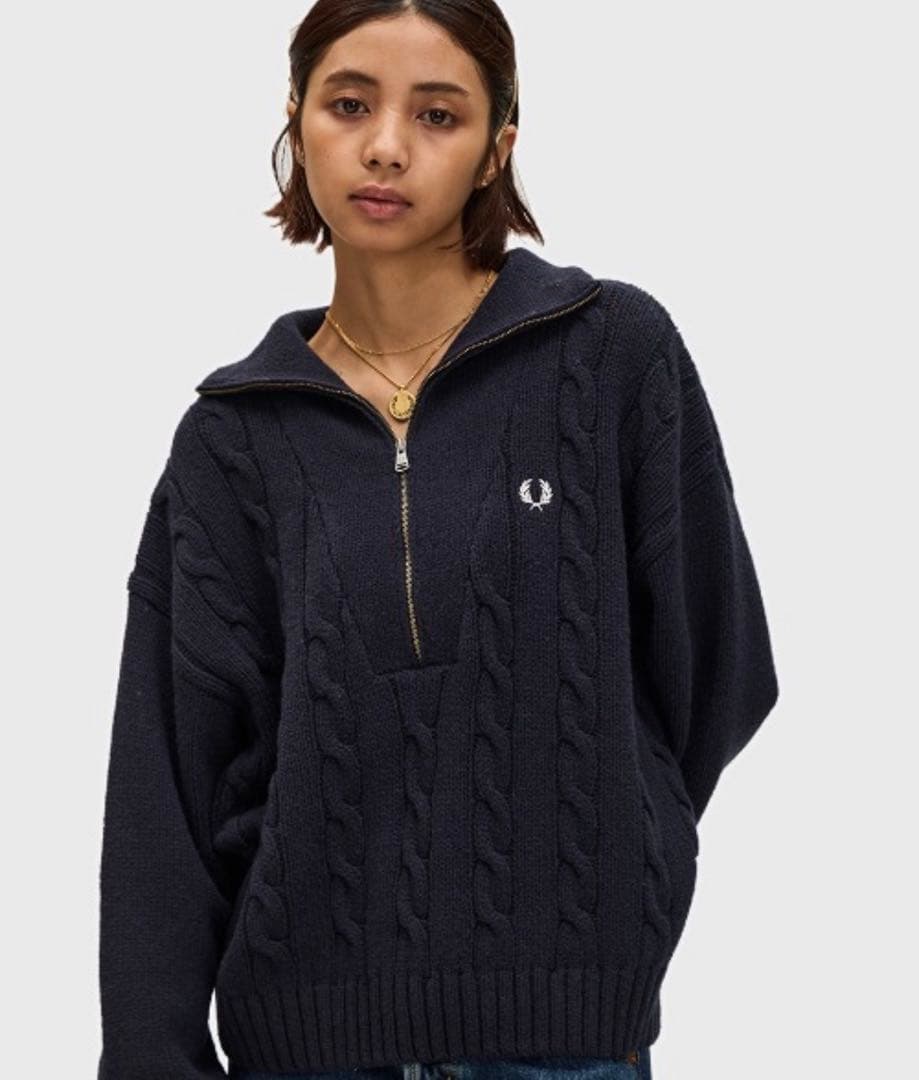 FRED PERRY ハーフジップケーブルニット FRED PERRY（フレッドペリー） ハーフジップ ケーブル ニット