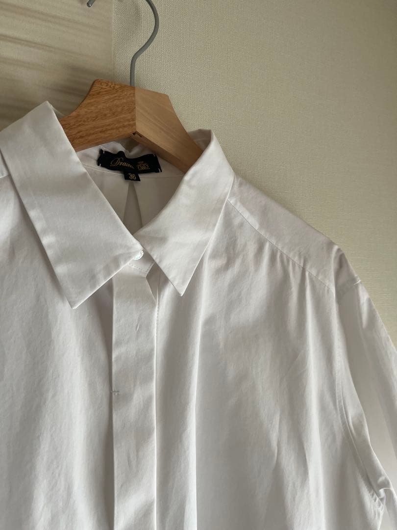 Drawer コットンタイプライターブラウス フリル 白 36 定価59400円