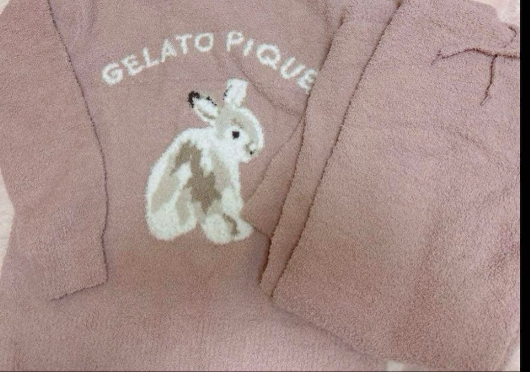 ジェラートピケ新品ラビットジャガードプルオーバー&ロングパンツ IVE