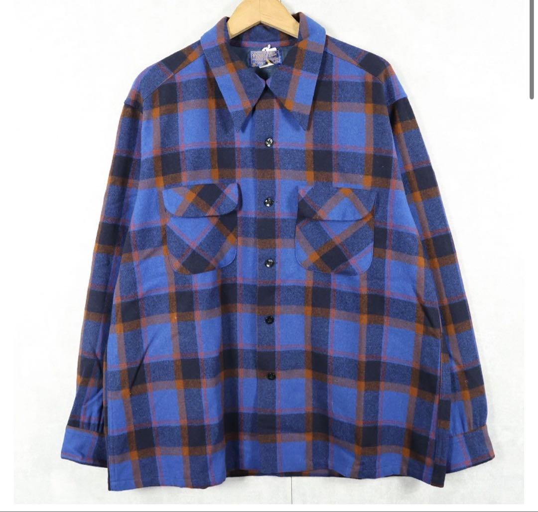 70's PENDLETON USA製 ウールオープンカラーシャツ XL 70s 70年代 ペンドルトン 長袖 オープンカラーシャツ アメリカ製