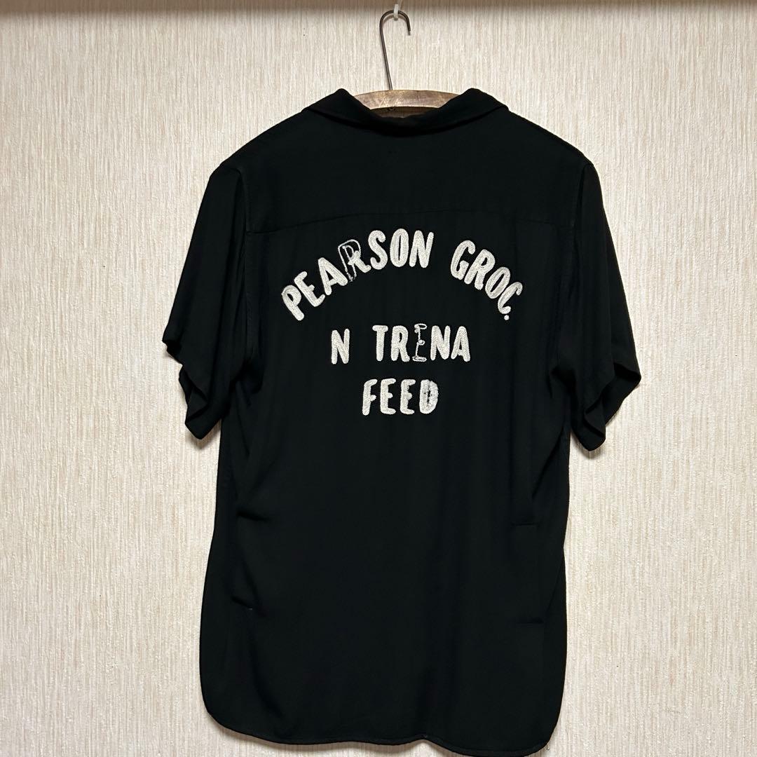 50s 60s ボーリングシャツ レーヨンギャバ 開襟 黒 - メルカリ