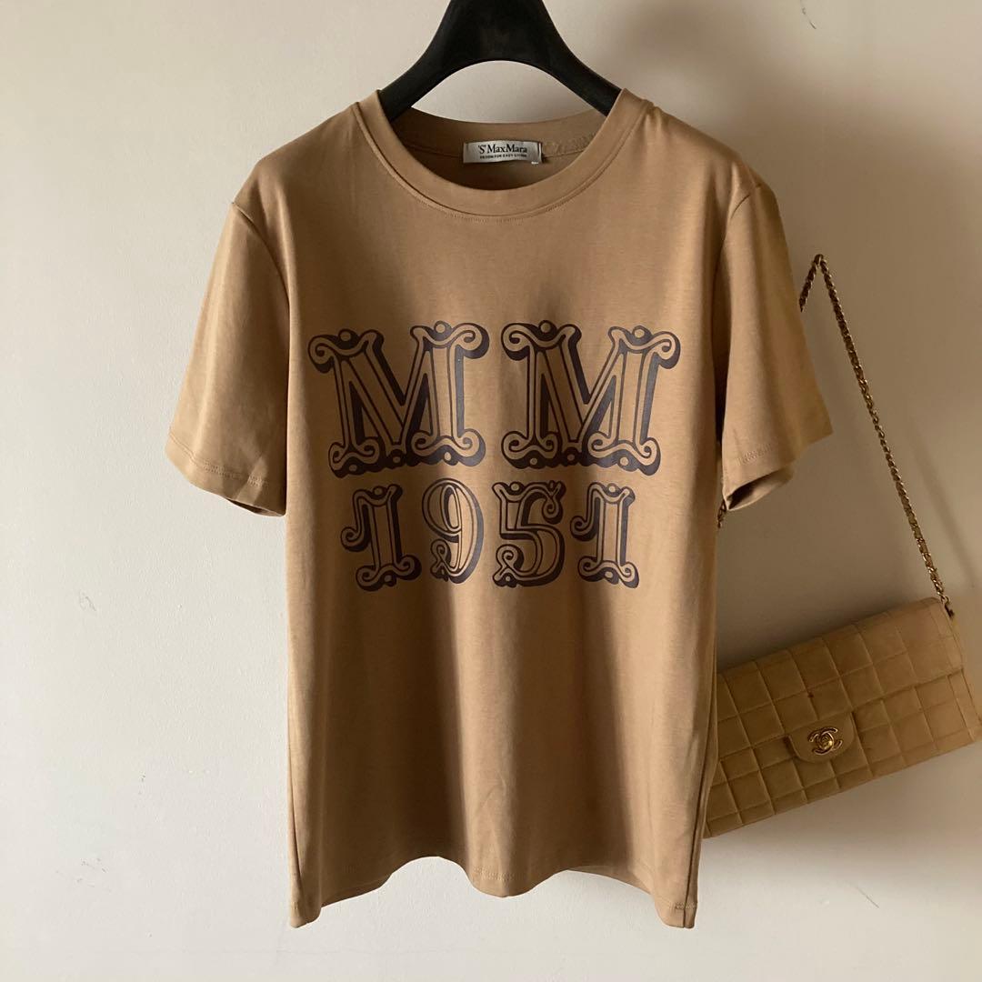 Sマックスマーラ＊MINCIO MM1951 高密度ツヤ感Tシャツ＊キャメル