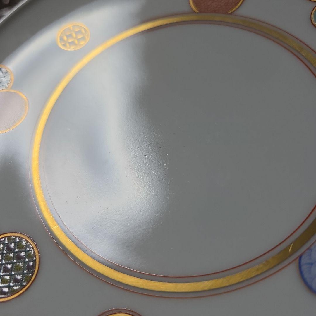 深川製磁　赤絵 丸紋　手毬　プレート　中皿　19.5cm 　5枚