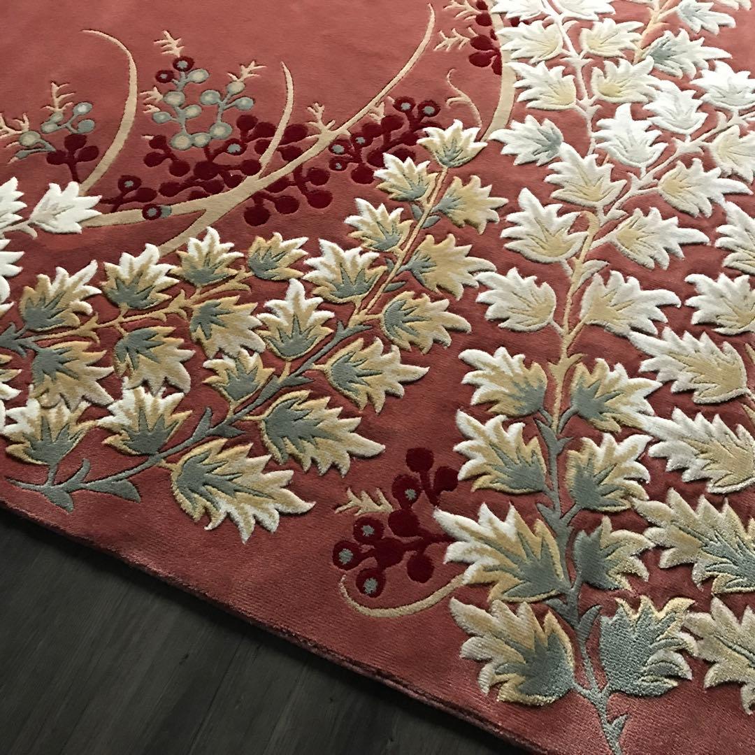 花柄 和風 ラグ ラグマット 段通 絨毯169×241.5cm ローズ