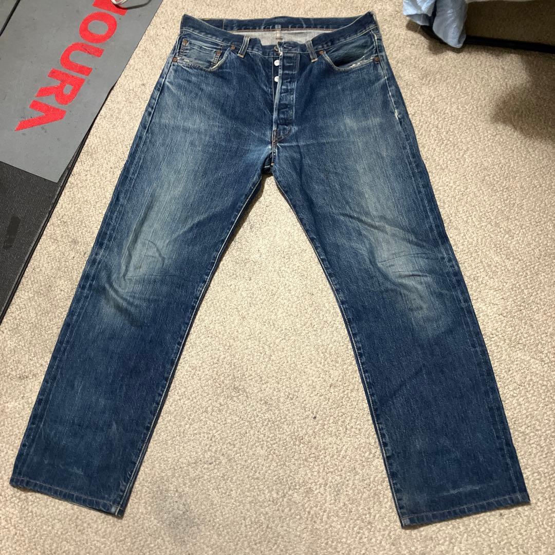 米国製LEVI'S VINTAGE CLOTHING 1950年代 501XX 50s “ LEVI'S 501XX ” LEATHER PATCH INDIGO DENIM VINTAGE ORIGINAL