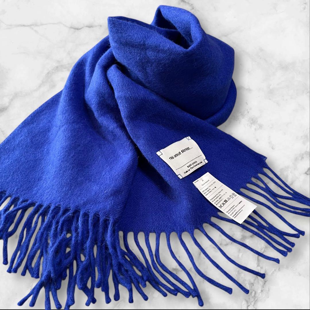 極美品】 ザイノウエブラザーズ マフラー ベビーアルパカ100% ブルー