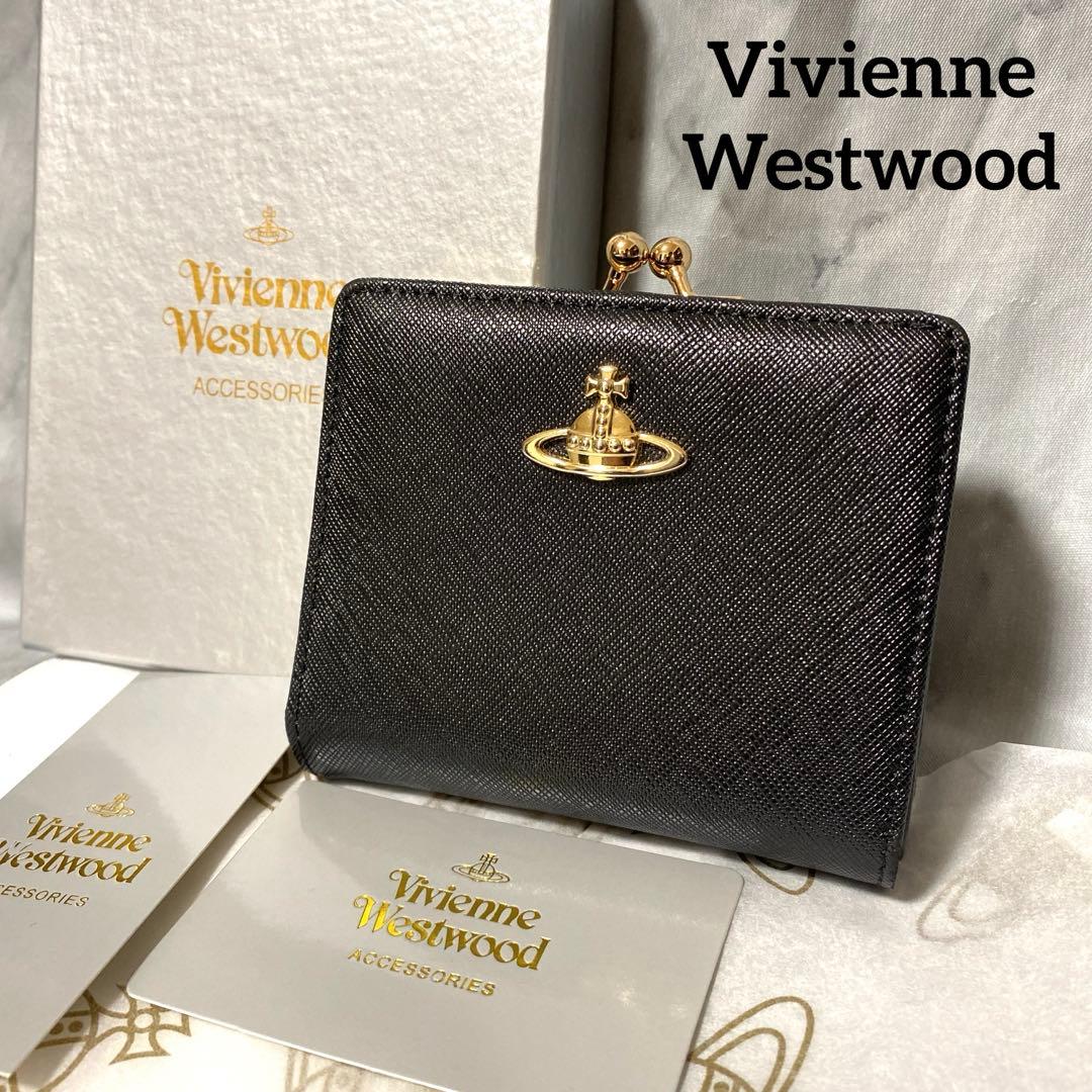 極美品】 VivienneWestwood 二つ折り財布 がま口 ブラック - メルカリ
