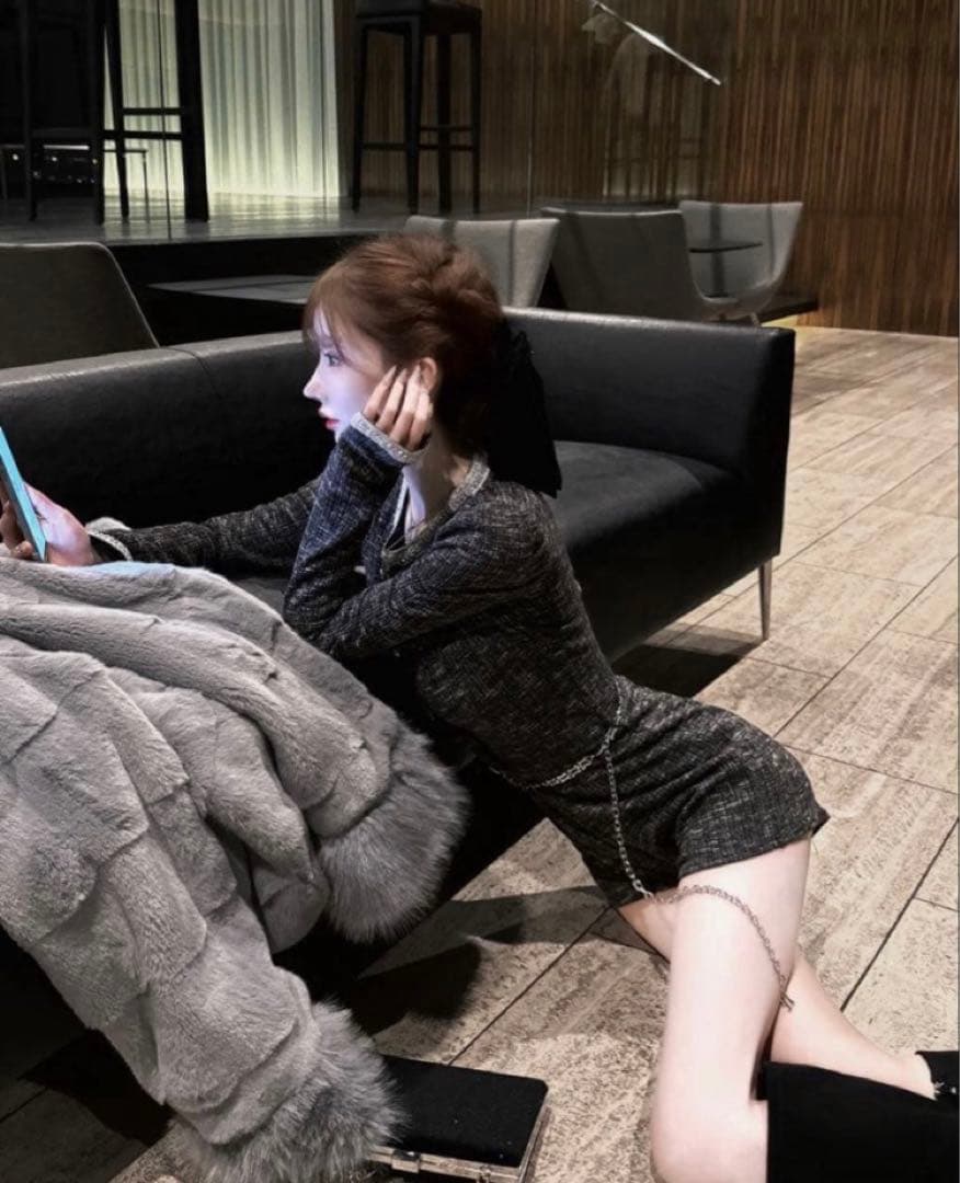 BELEAR MIMI ベリアミミ デザインチェーン ツイード コンビネゾン S