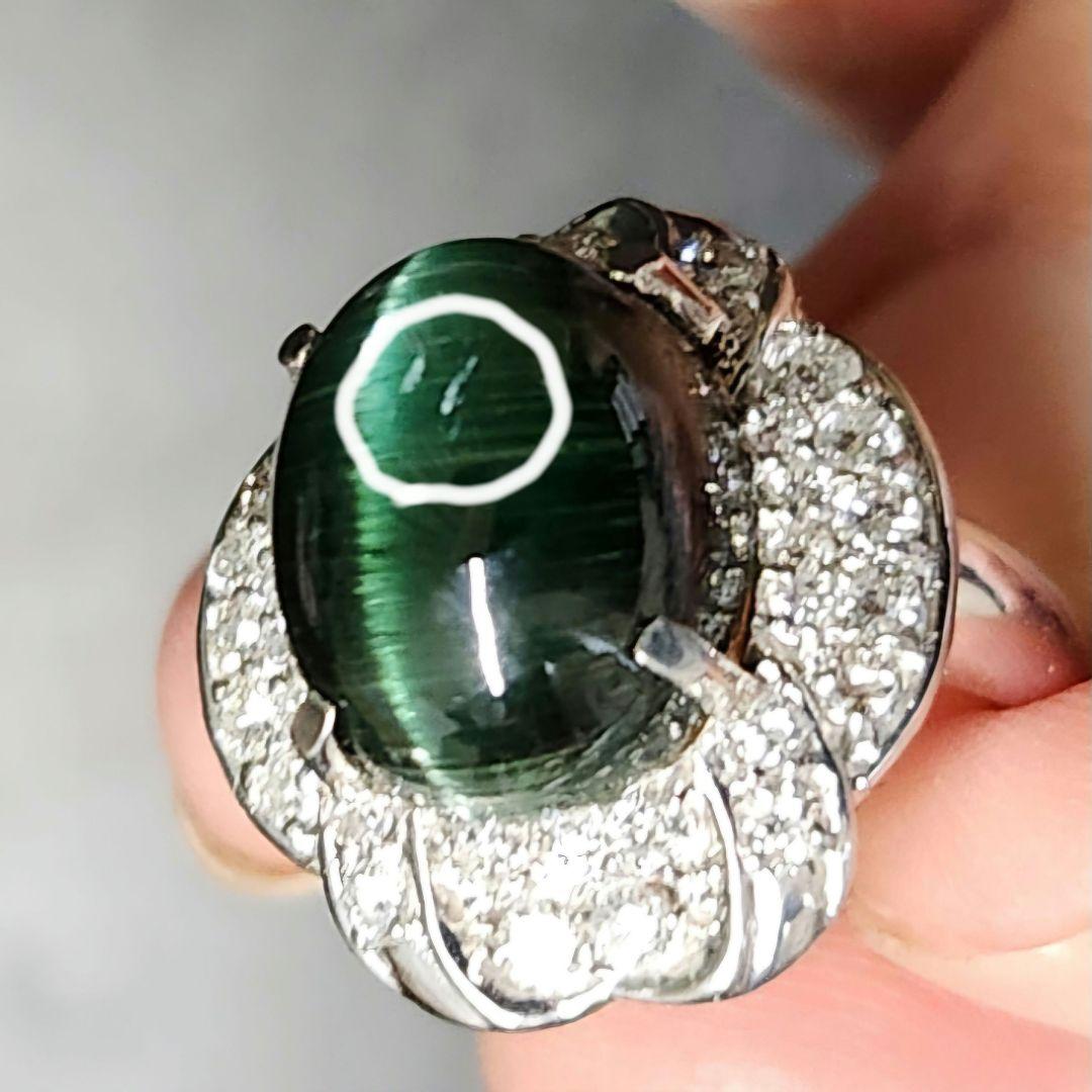 激レア‼️ 超大粒 くっきり猫目 グリーントルマリンキャッツアイ 千本