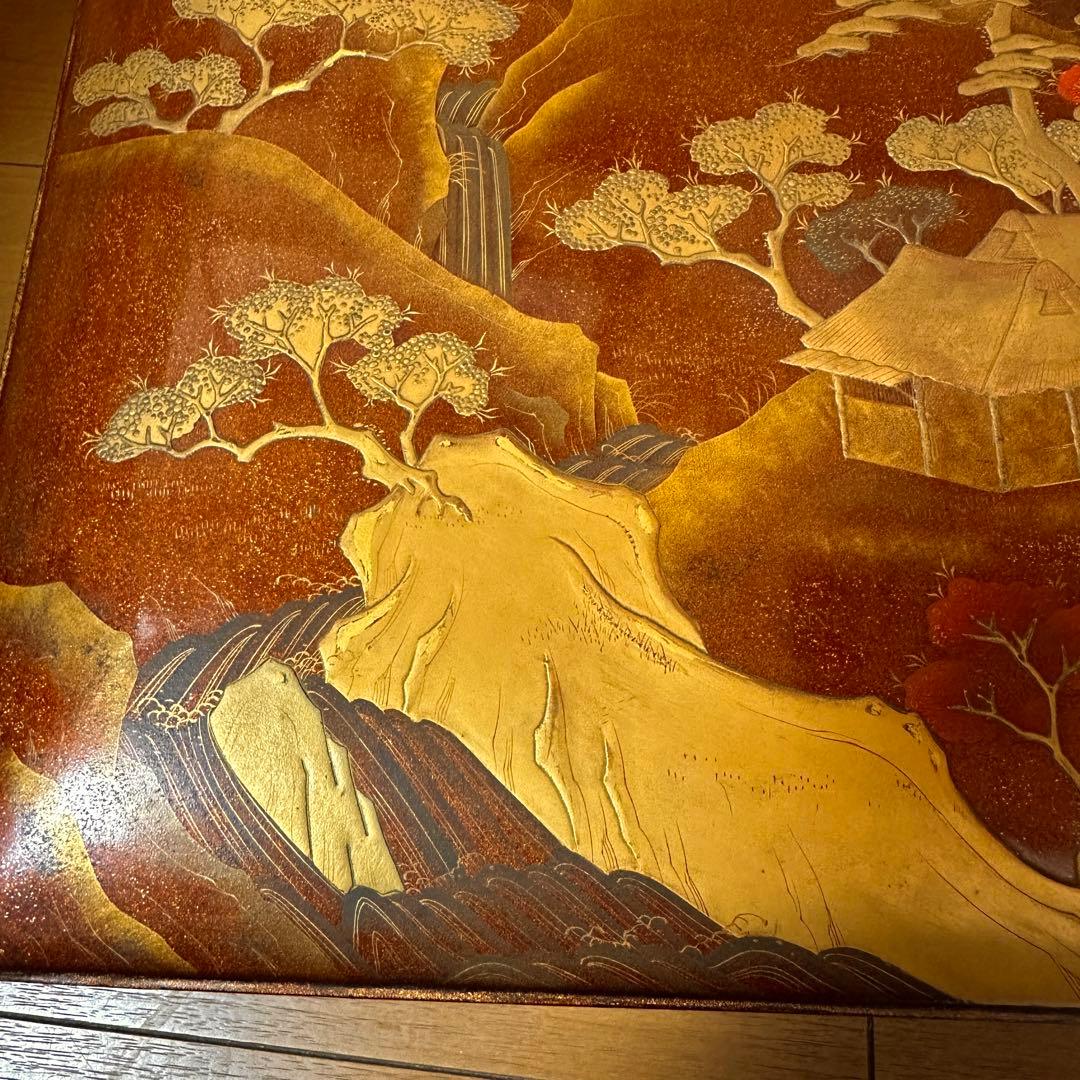 金蒔絵吉野山図硯箱 明治時代-19世紀頃 硯 水滴 双鹿 内梨子地漆器