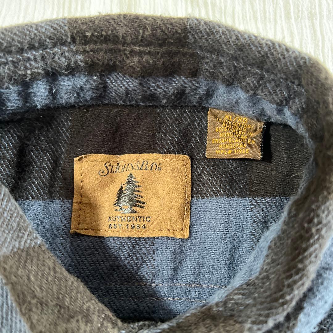 90s ST.JOHN'S BAY 青黒 バッファローチェック ネルシャツ - メルカリ