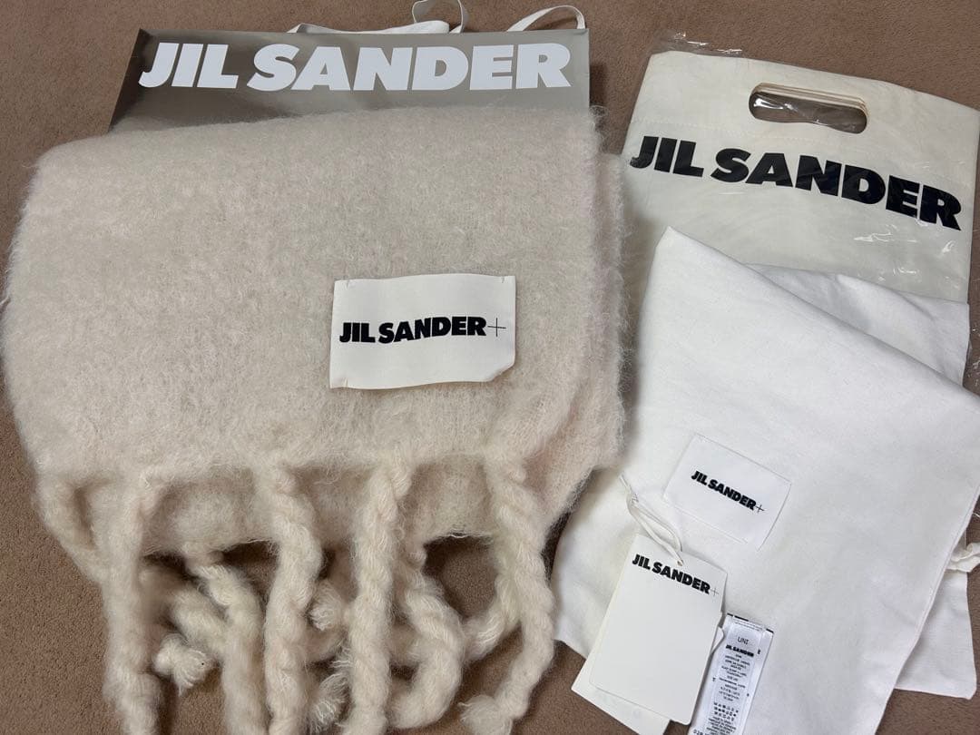 JIL SANDER+ ホワイト マフラー フリンジ付き ジルサンダー Jil Sander JIL SANDER+ マフラー J40TE0118 J40041