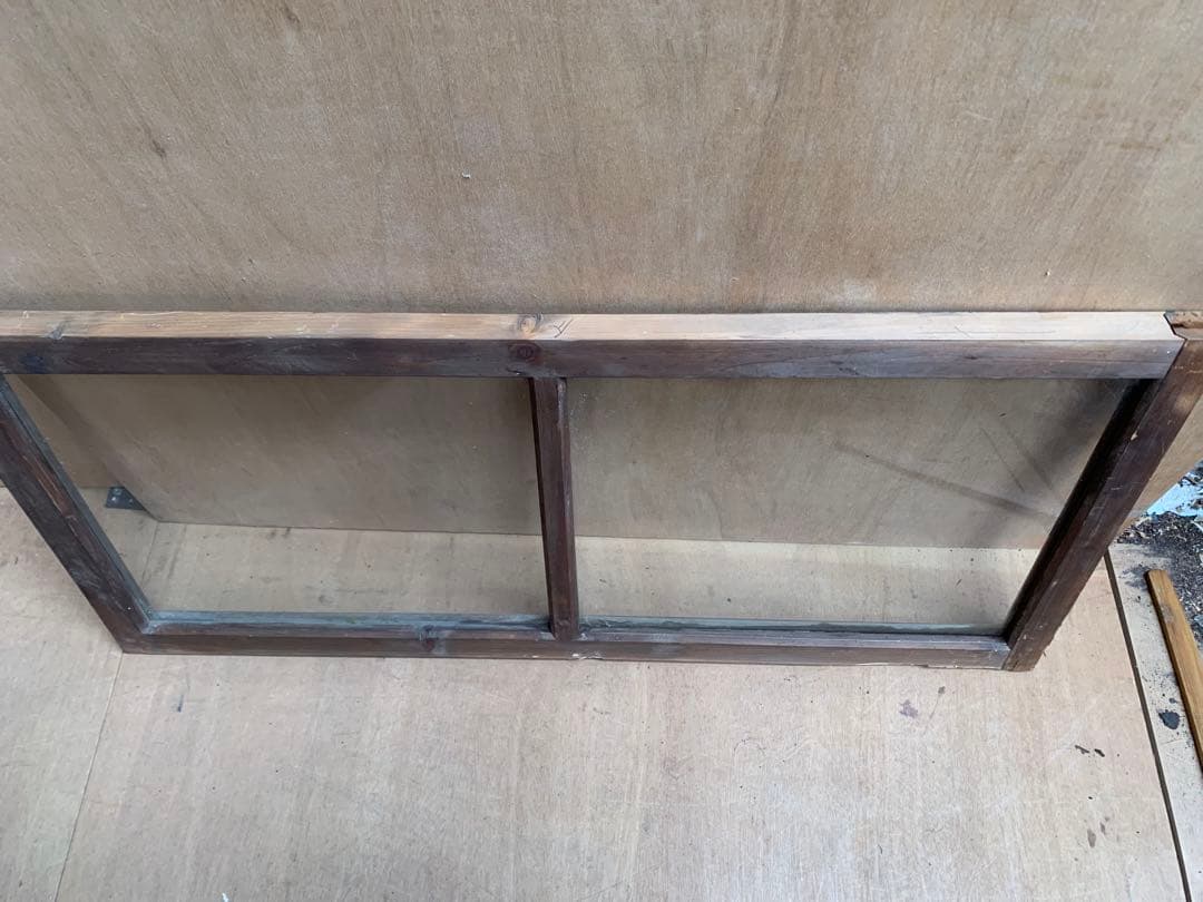 戦前古い木枠ゆらゆらガラス戸2分割 店舗建具古家具仕切り古民家