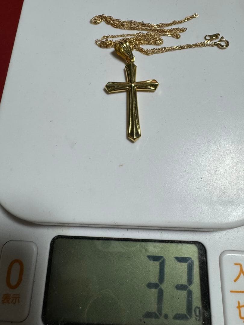 k18金　十字架 ペンダント ネックレスセット 3.3g