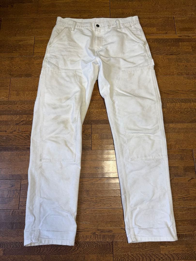 カーハート ダブルニー ワークパンツ ホワイト W32×L32 W30×L32》80s carhartt カーハート ダブルニー 雰囲気系 ホワイト 古着