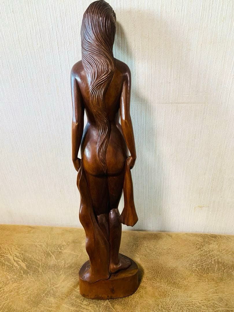 希少品　木彫り　木製 女性像 裸婦像 置物 オブジェ　バリ 工芸品　裸体　彫刻