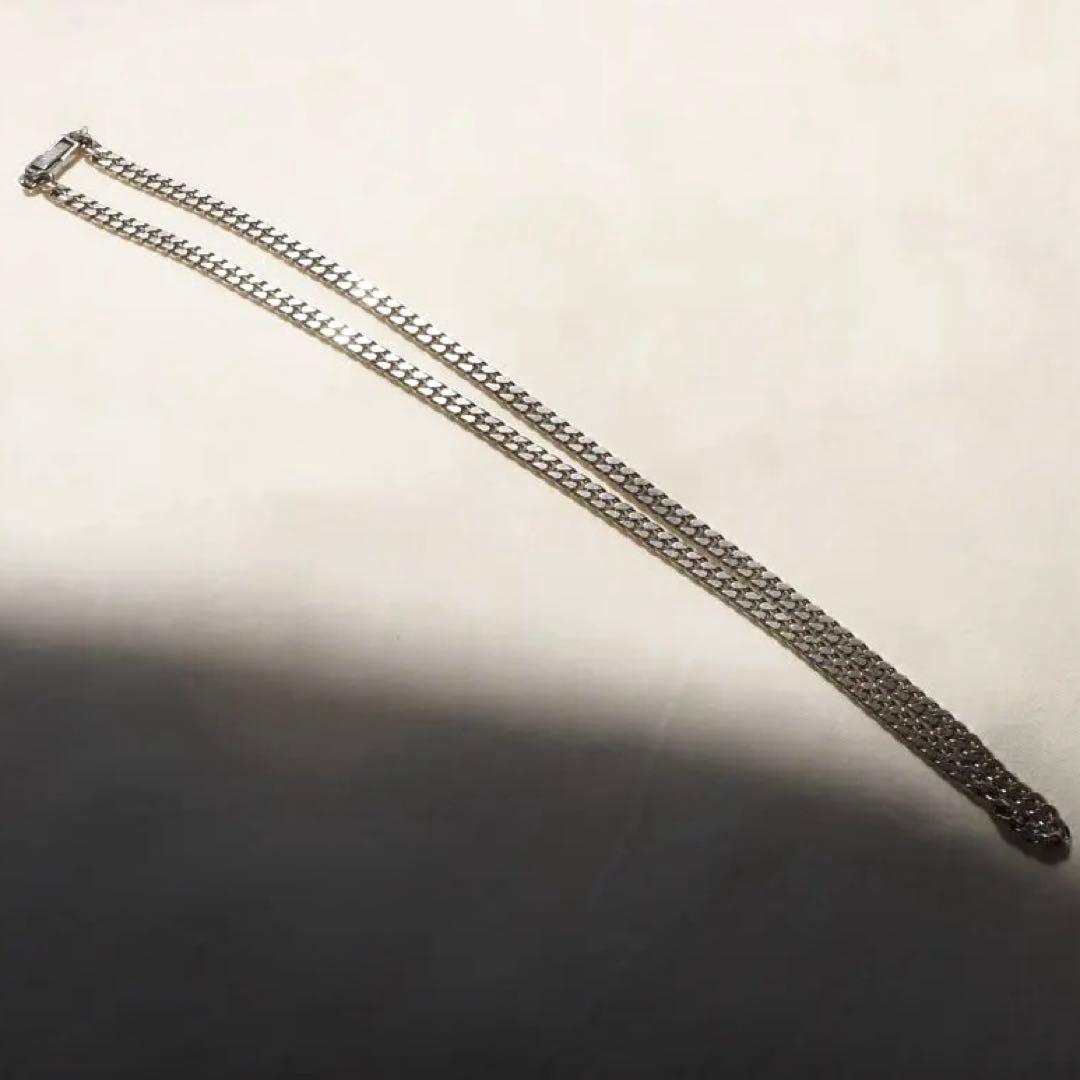 シルバー925 6面 ダブルネックレス 長さ約50cm 幅4mm シルバー925 チェーンネックレス メンズ 6面カット ダブル喜平チェーン