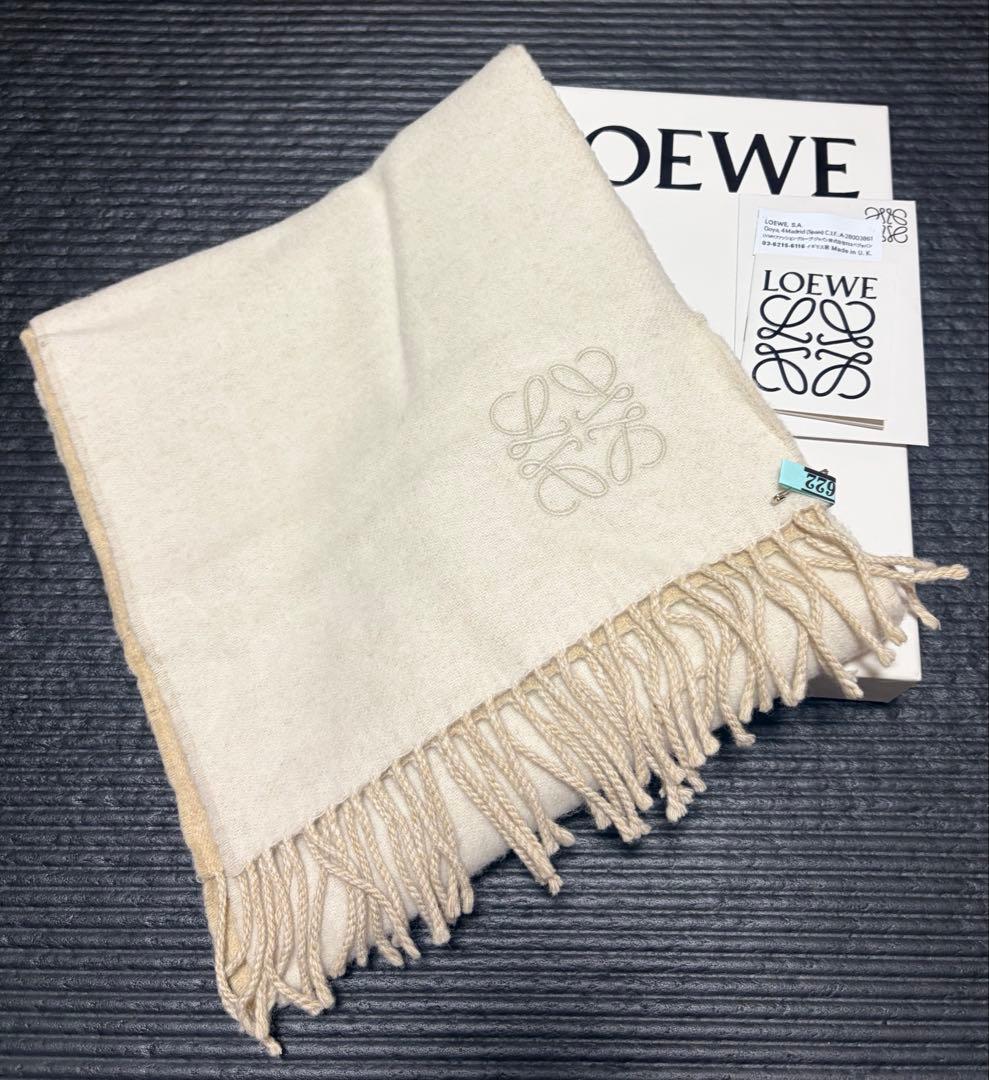 LOEWE バイカラー スカーフ（ウール&カシミヤ） アイボリー サンド 国内直営**LOEWE**バイカラー スカーフ ウール&カシミヤ (LOEWE