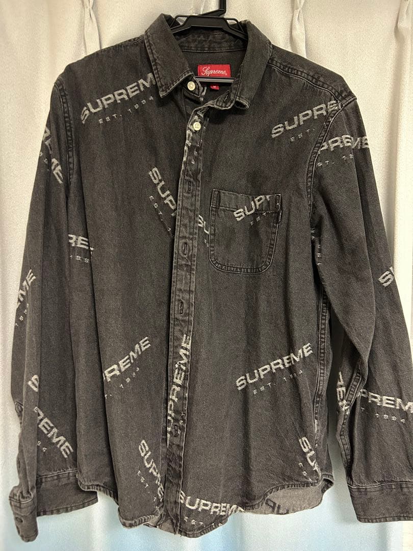 トップス Jacquard denim shirt M Denim Floral Jacquard Button Down Shirt – Eight-X