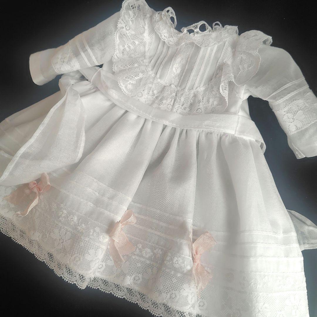真っ白なアンティークドールドレスとボネのセット - メルカリ