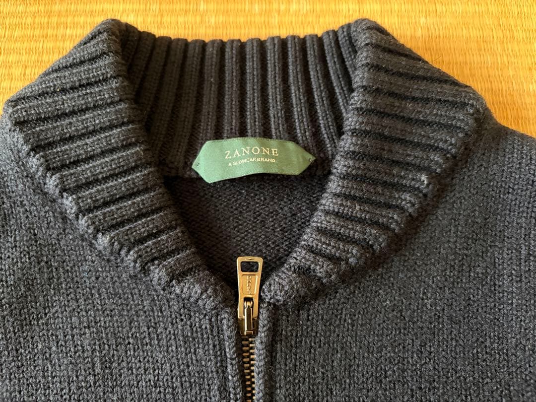 美品 ザノーネ ネイビー サイズ50 5ゲージ ジップアップニット - メルカリ