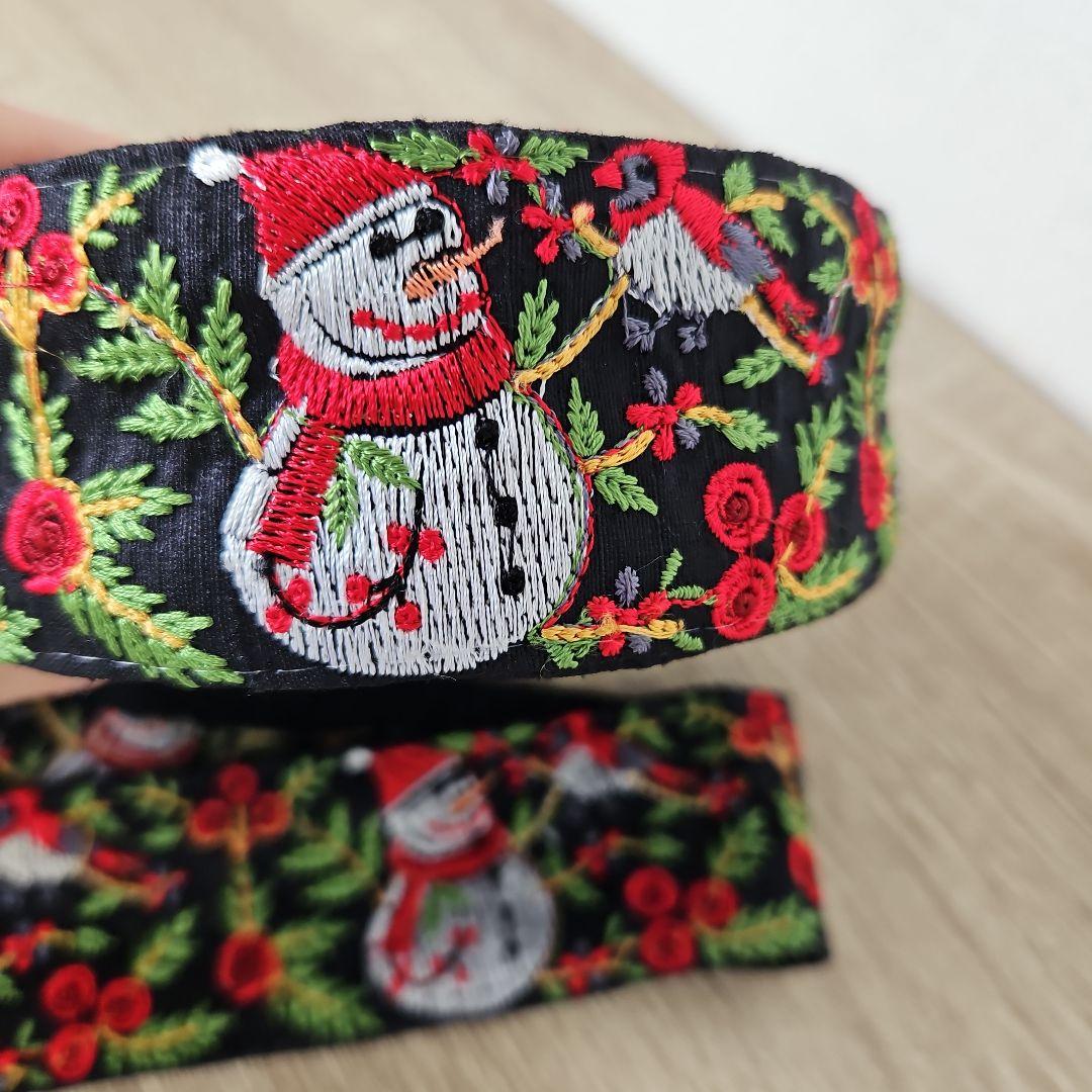 インド刺繍リボン 雪だるま黒 1m クリスマス 冬限定インド刺繍 - メルカリ