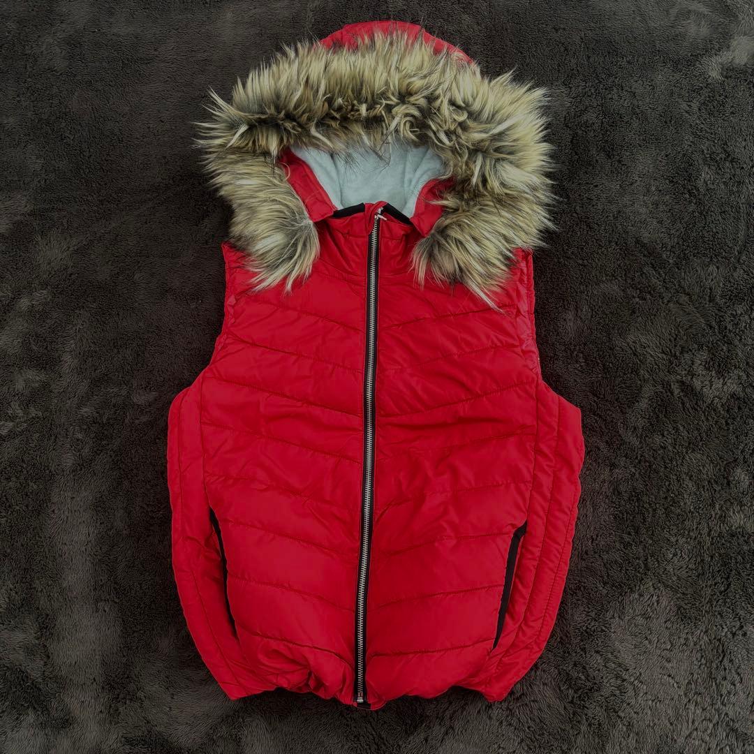 00s old gap ファー ダウンベスト 赤 短丈 y2k archive - メルカリ